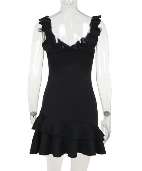 Sassy & Chic Red Ruffle Ruched Mini Dress - Perfect for Fall Parties & Holiday Glam