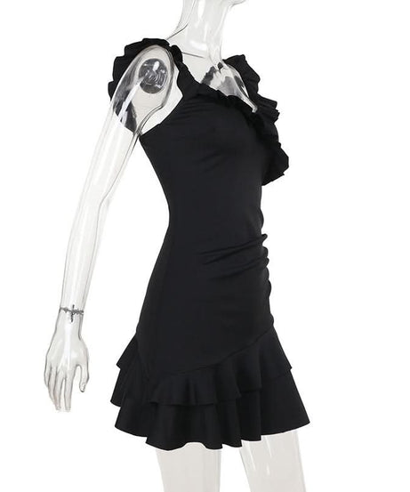 Sassy & Chic Red Ruffle Ruched Mini Dress - Perfect for Fall Parties & Holiday Glam