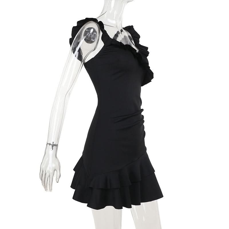 Sassy & Chic Red Ruffle Ruched Mini Dress - Perfect for Fall Parties & Holiday Glam