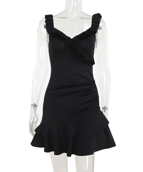 Sassy & Chic Red Ruffle Ruched Mini Dress - Perfect for Fall Parties & Holiday Glam