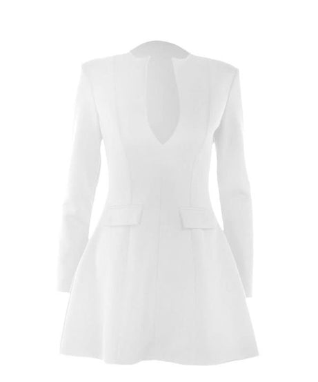 The 'It' Dress for Fall: Black Deep V-Neck Blazer Mini Dress - Chic & Empowering