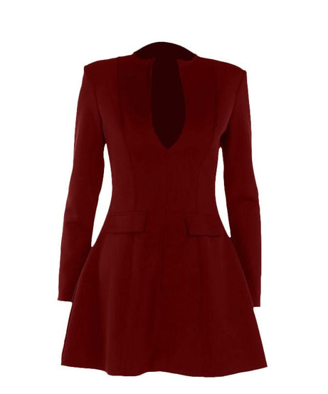 The 'It' Dress for Fall: Black Deep V-Neck Blazer Mini Dress - Chic & Empowering