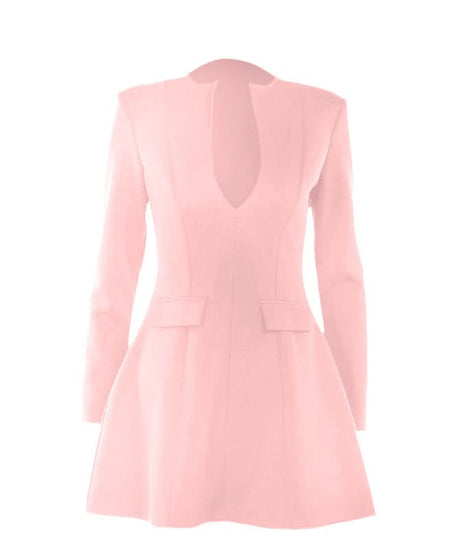 The 'It' Dress for Fall: Black Deep V-Neck Blazer Mini Dress - Chic & Empowering