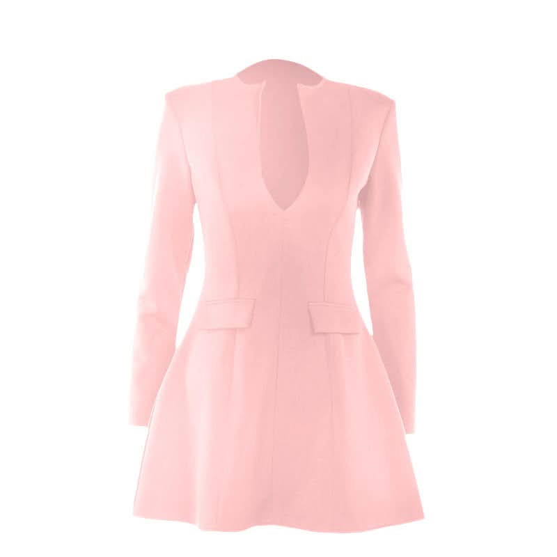 The 'It' Dress for Fall: Black Deep V-Neck Blazer Mini Dress - Chic & Empowering