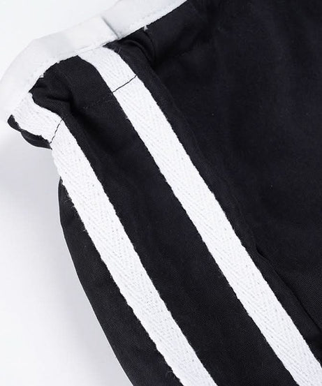 Comfy Chic Black Wide-Leg Track Pants | Drawstring Side Stripe Fall Style