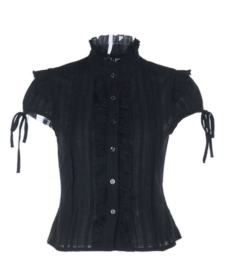 Gothic Romance Ruffled High Neck Blouse - Fall & Halloween Essential