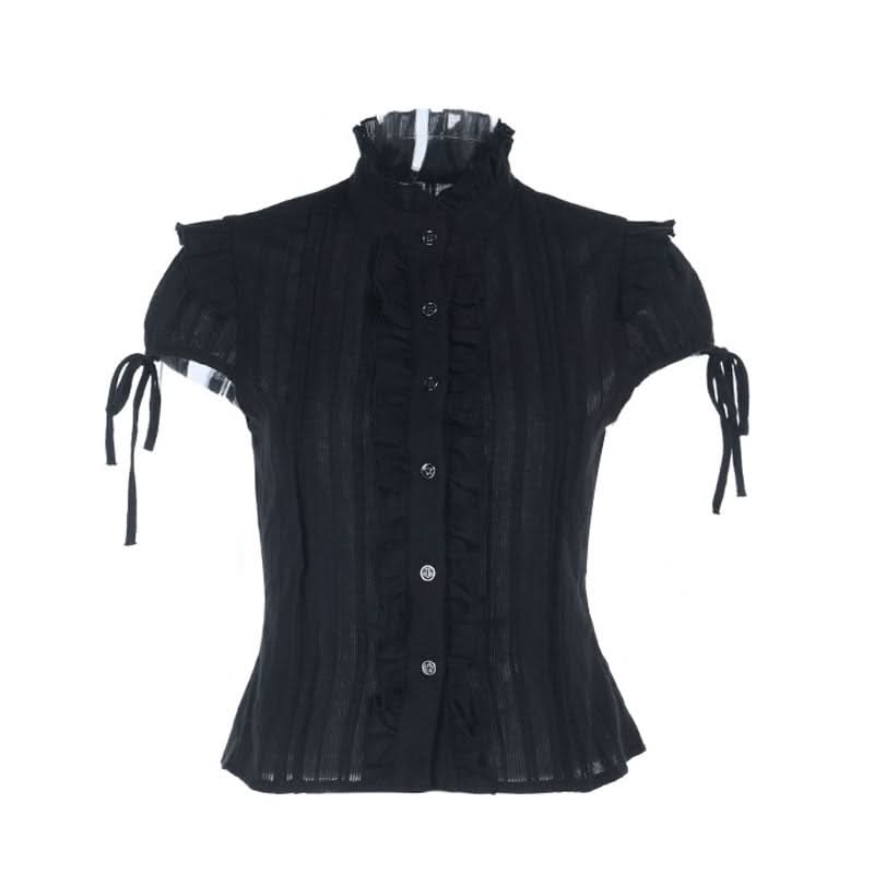 Gothic Romance Ruffled High Neck Blouse - Fall & Halloween Essential