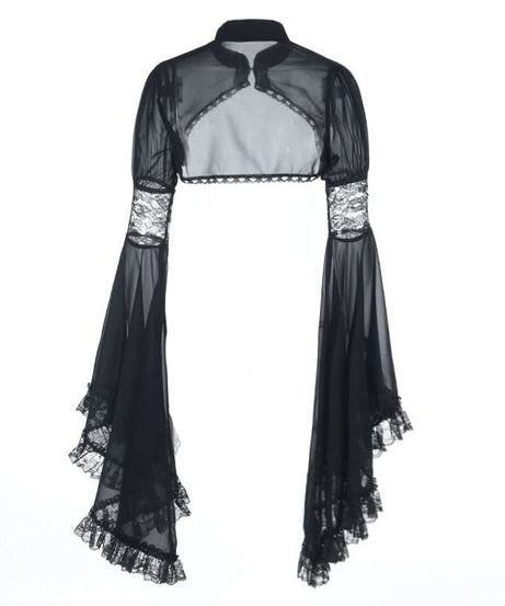 Enchanting Black Sheer Bolero | Dramatic Bell Sleeves & Lace Trim - Perfect for Fall & Halloween