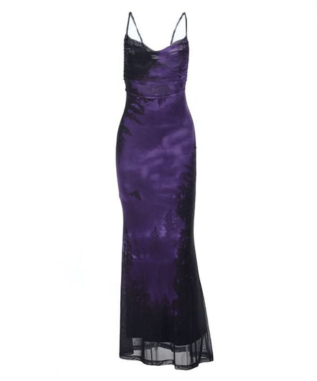 Enchanting Ombre Mermaid Maxi Dress - Gothic Witchy Halloween Party Gown