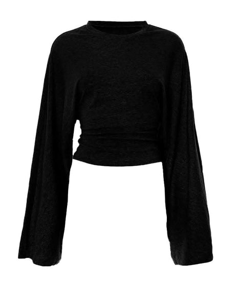 Effortless Fall Style: Women's Dolman Sleeve Cinched Waist Cotton Knit Top
