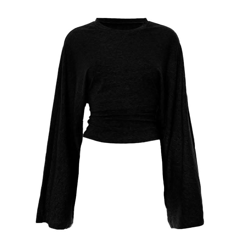 Effortless Fall Style: Women's Dolman Sleeve Cinched Waist Cotton Knit Top