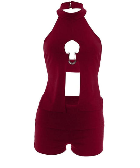 Daring Halter Keyhole Cutout Shorts Set - Your Essential Fall & Halloween Party Outfit