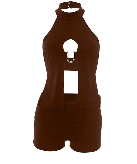 Daring Halter Keyhole Cutout Shorts Set - Your Essential Fall & Halloween Party Outfit
