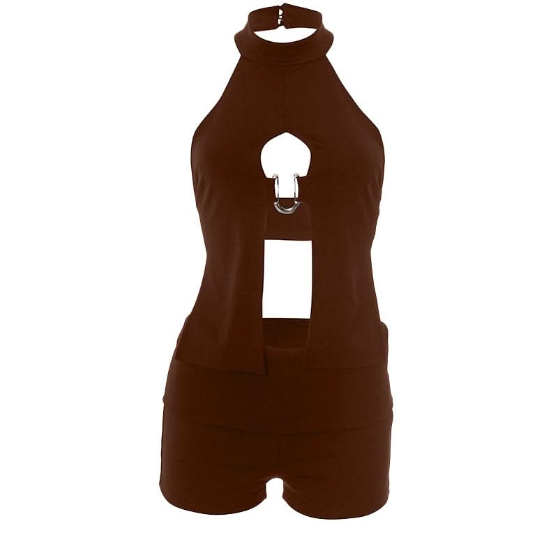 Daring Halter Keyhole Cutout Shorts Set - Your Essential Fall & Halloween Party Outfit