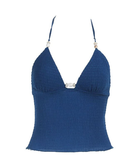 Chic Seashell Halter Ruched Top - Your Perfect Resort & Vacation Getaway Essential