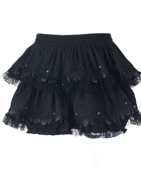 Gothic Ruffled Lace Tiered Mini Skirt - Spooky Chic for Halloween & Fall Alt Fashion