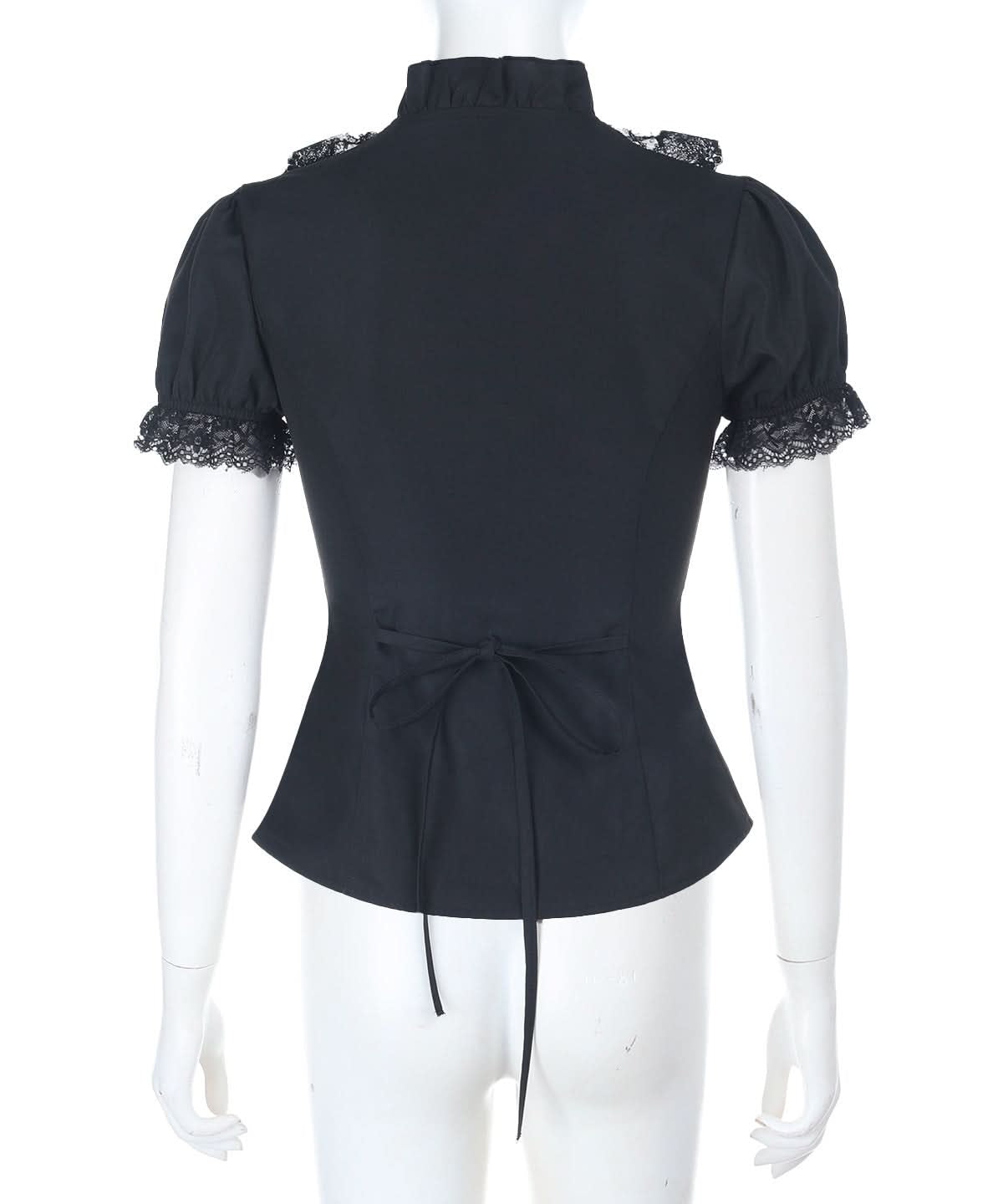 Bewitching Black Gothic Lace Ruffle Blouse | Victorian Cameo Top for Halloween & Fall