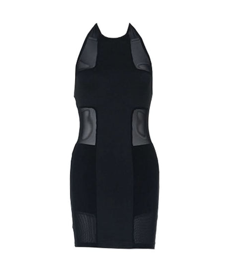 Chic Black Halter Mesh Bodycon Mini Dress - Fall Party & Night Out Ready