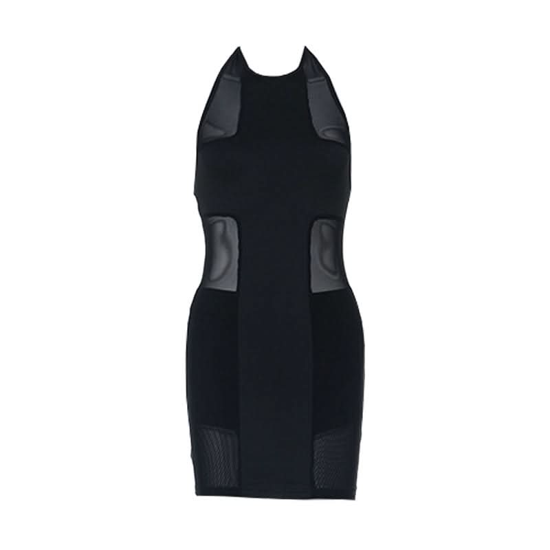 Chic Black Halter Mesh Bodycon Mini Dress - Fall Party & Night Out Ready