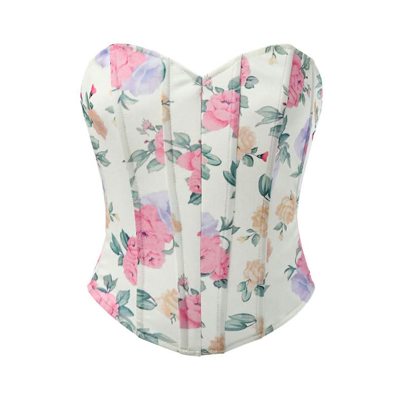 Autumn Rose Sweetheart Corset Top - Chic Floral & Flattering for Fall