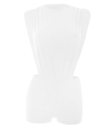 Effortless Chic Ruched Sleeveless Top & High-Waist Shorts Set - Fall Transition Ready