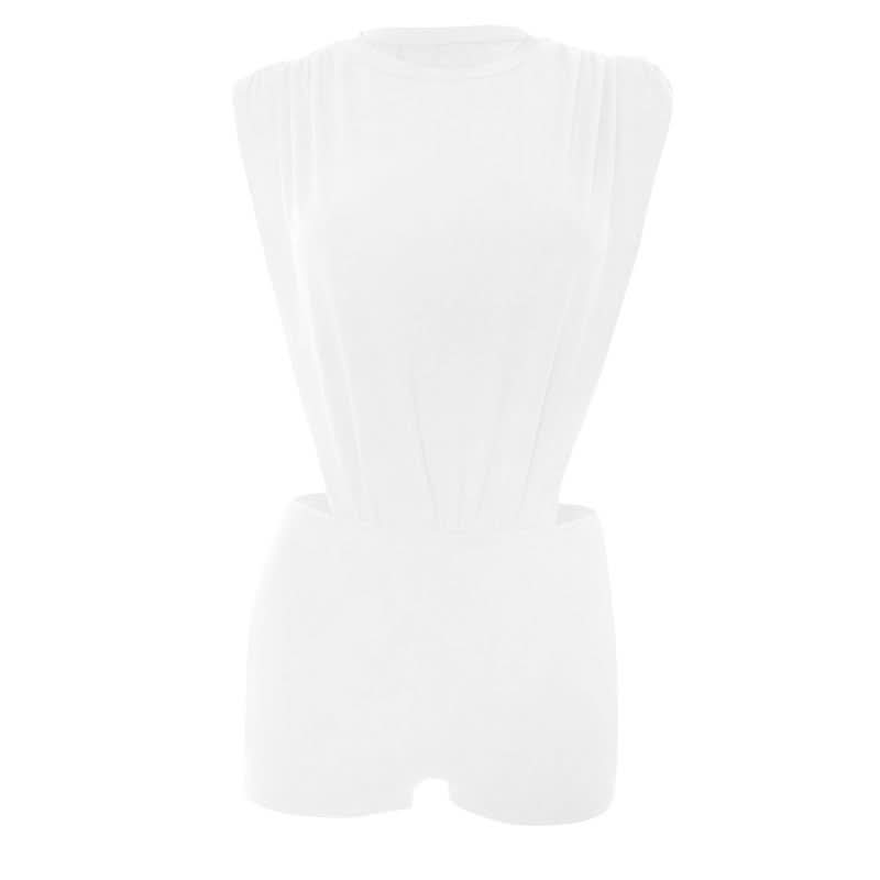 Effortless Chic Ruched Sleeveless Top & High-Waist Shorts Set - Fall Transition Ready