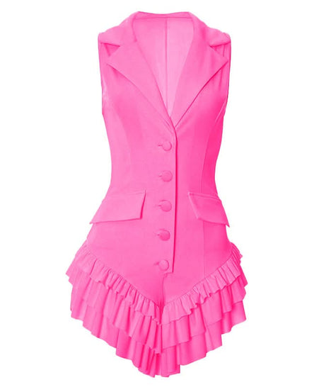 Butter Yellow Tailored Ruffle Romper - Your Chic Fall Statement Playsuit