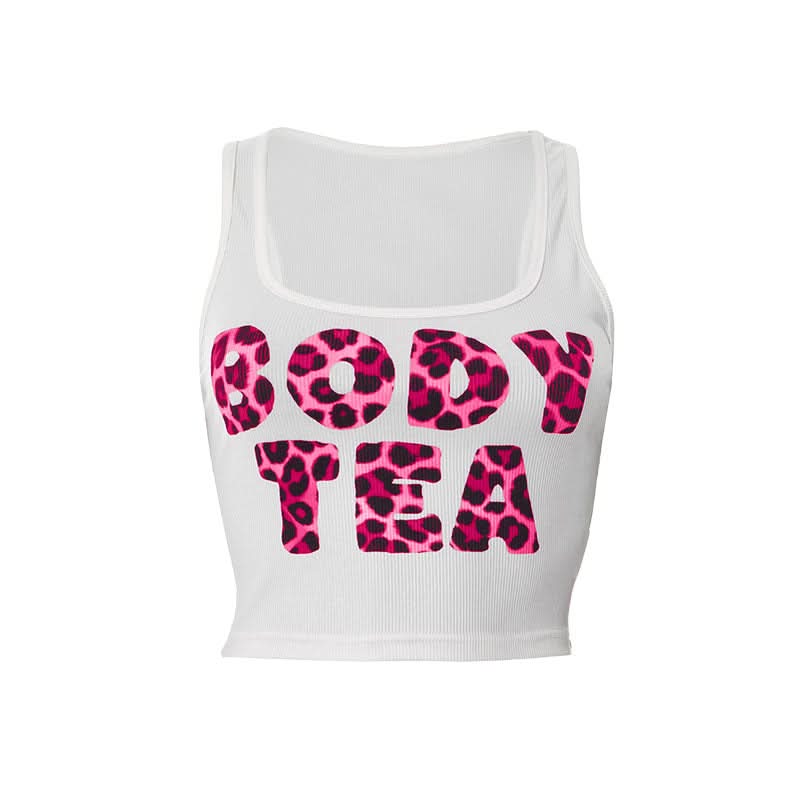 Trendy Leopard Print 'BODY TEA' Ribbed Crop Tank Top – Your Fall Fashion & Layering Essential