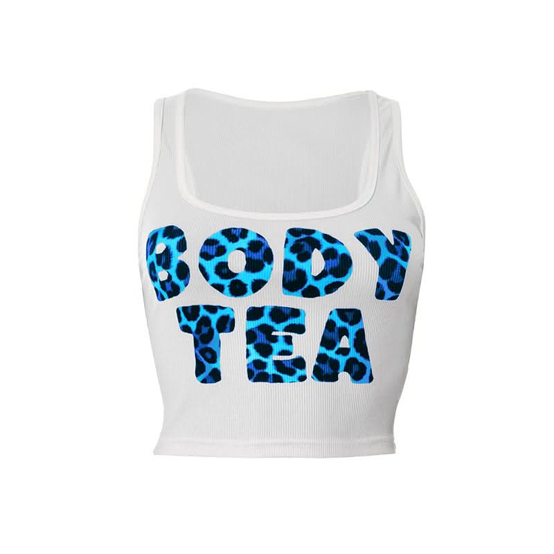 Trendy Leopard Print 'BODY TEA' Ribbed Crop Tank Top – Your Fall Fashion & Layering Essential