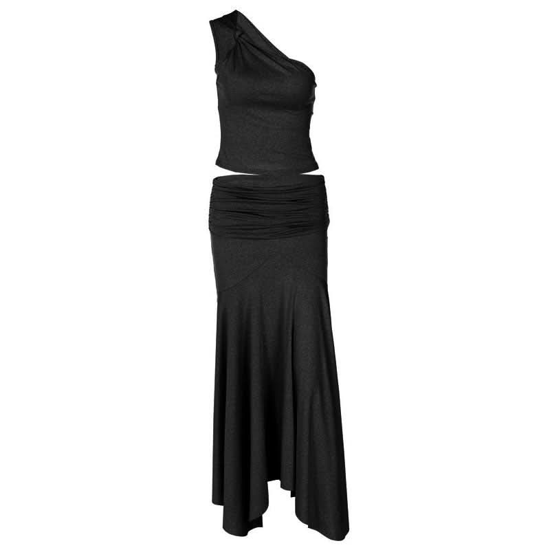 Chic Draped One-Shoulder Maxi Skirt Set - Your Effortless Fall Style Staple