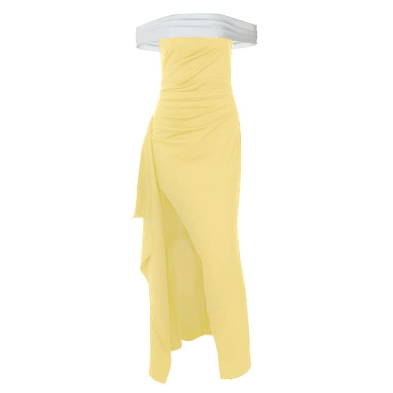 Glamourous Off-Shoulder Black & White Maxi Dress | Perfect for Holiday Parties & Galas