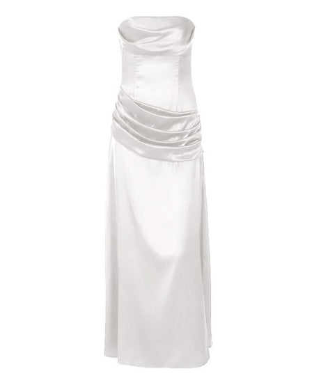 Glamorous Red Satin Strapless Maxi Gown - Holiday Party & Fall Gala Ready