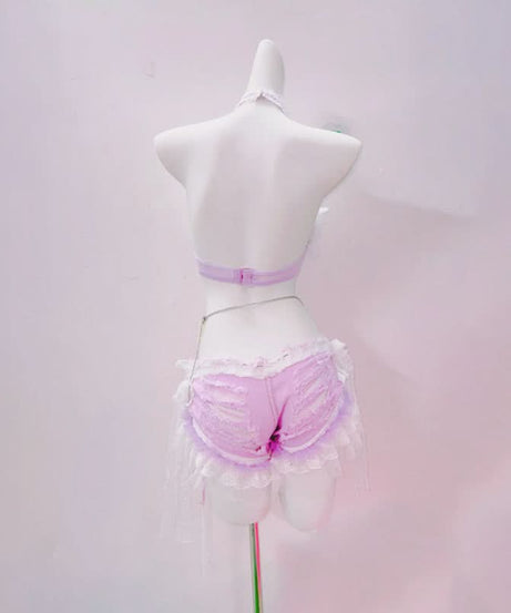 Enchanting Lavender Pearl & Lace Fantasy Lingerie Set | Autumn Boudoir Dream