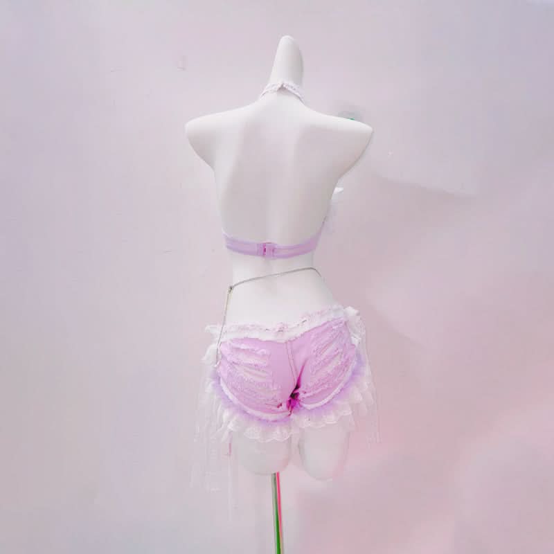 Enchanting Lavender Pearl & Lace Fantasy Lingerie Set | Autumn Boudoir Dream