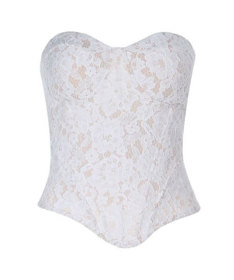 Romantic White Lace Sweetheart Bustier Top – Your Chic Essential for Fall & Holiday Nights