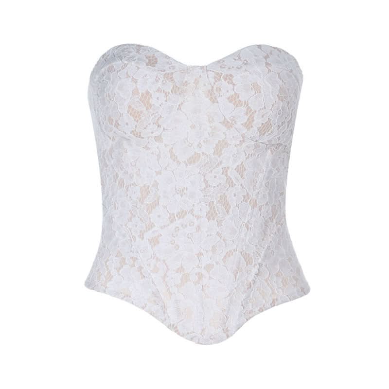 Romantic White Lace Sweetheart Bustier Top – Your Chic Essential for Fall & Holiday Nights