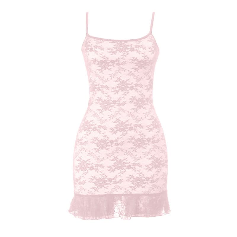 Alluring Black Floral Lace Slip Mini Dress - Chic Bodycon Cami for Fall Nights & Holiday Parties