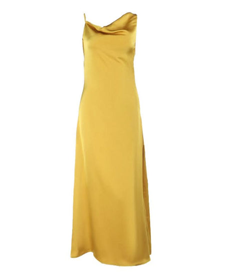 Golden Hour Glamour: Cowl Neck Satin Maxi Dress - Perfect for Fall & Holiday Soirées
