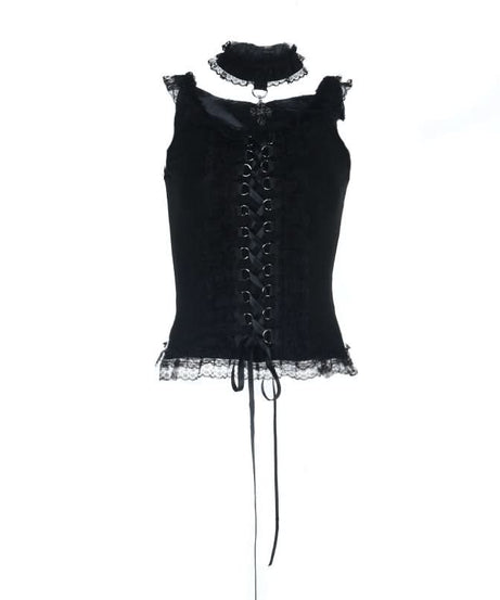Gothic Glam Lace-Up Corset Cami Top - Spooky Season & Fall Fashion Essential