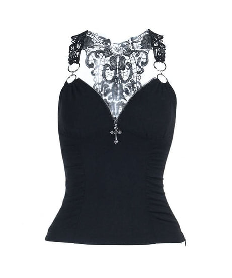 Gothic Siren O-Ring Lace Halter Top | Spooky Season & Edgy Fall Fashion