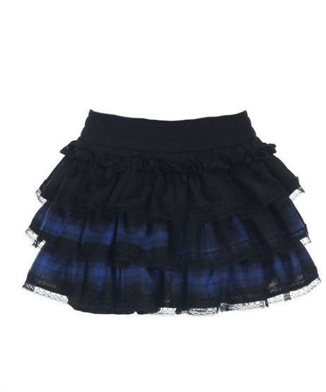 Gothic Blue Plaid Corset Mini Dress - Ruffled Alt Fashion for Halloween & Fall