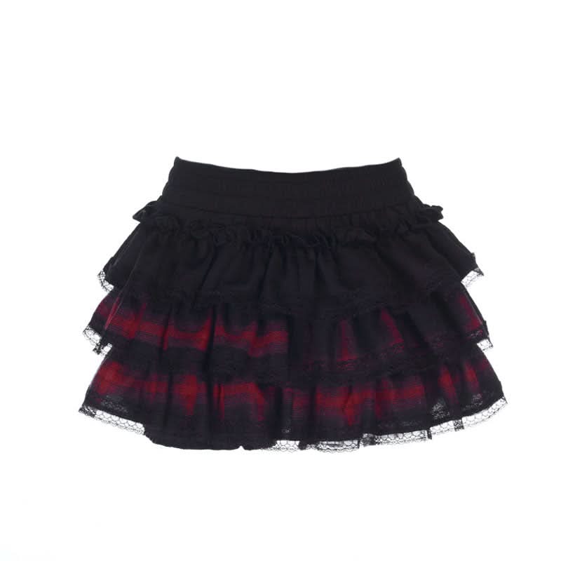 Gothic Blue Plaid Corset Mini Dress - Ruffled Alt Fashion for Halloween & Fall