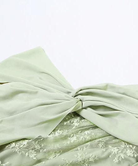 Glamorous Sage Green Off-Shoulder Maxi Dress with Lace Cutout - Fall & Holiday Event Ready