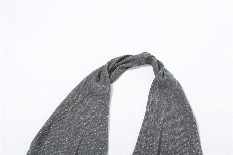 Dazzling Silver Shimmer Halter Plunge Top – Your Fall & Holiday Party Statement