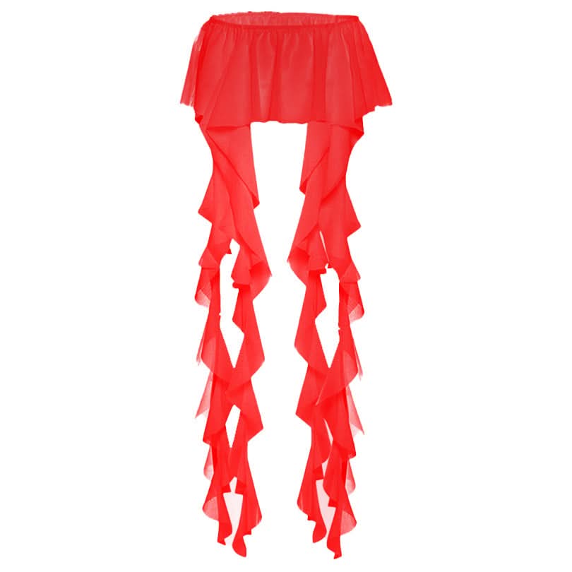 Fiery Red Ruffle Fringe Waist Wrap - Festival, Rave & Halloween Statement