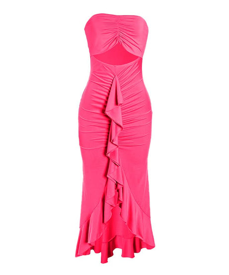 Elegant Dusty Lavender Ruched Cutout Maxi Dress - Fall & Holiday Party Ready