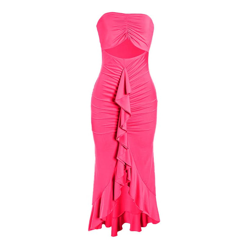 Elegant Dusty Lavender Ruched Cutout Maxi Dress - Fall & Holiday Party Ready