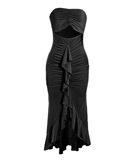 Elegant Dusty Lavender Ruched Cutout Maxi Dress - Fall & Holiday Party Ready