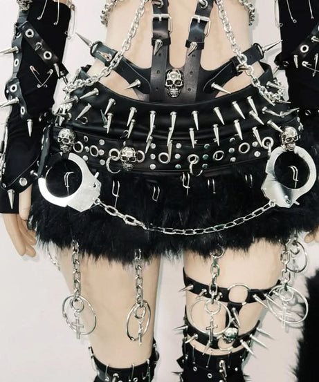 Fierce Spiked Faux Leather Harness Ensemble | Ultimate Halloween, Rave & Clubwear Set