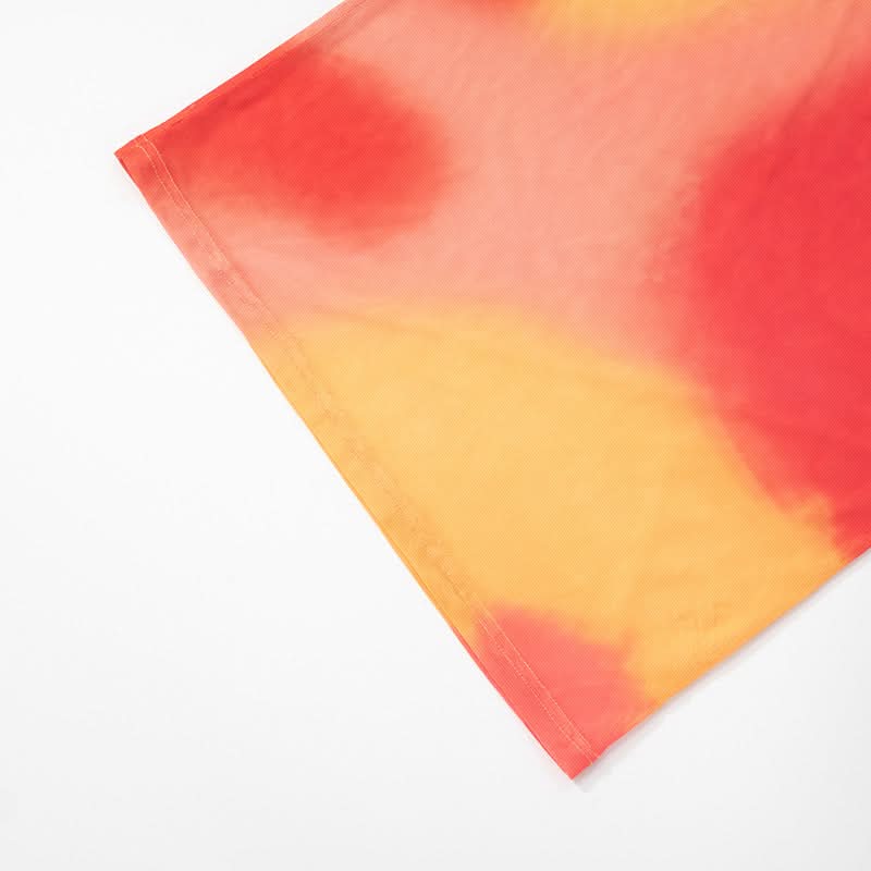 Vibrant Sunset Ombre Mesh Tube Maxi Dress - Sheer Resort & Getaway Style